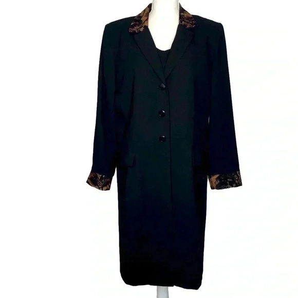 Vintage J. Taylor Coat Dress with Animal Print Trim 16P Very Classy - Picture 3 of 13